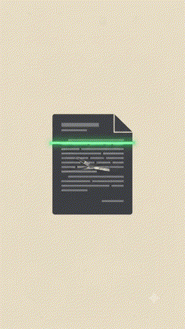 Animated document being scanned by a green line